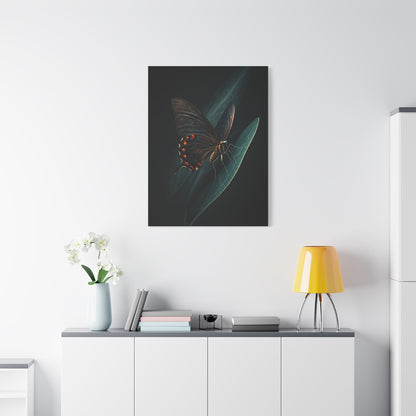 Dark Swallowtail Butterfly on Leaf Wall Art & Canvas Prints