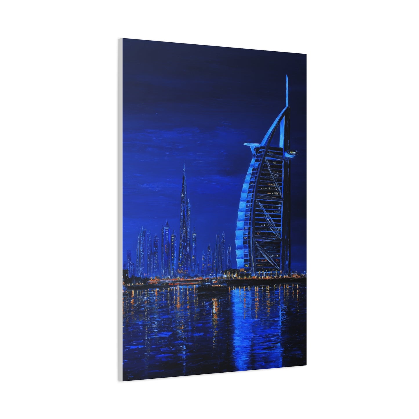 Dubai Skyline Blue Night Luxury Wall Art & Canvas Print