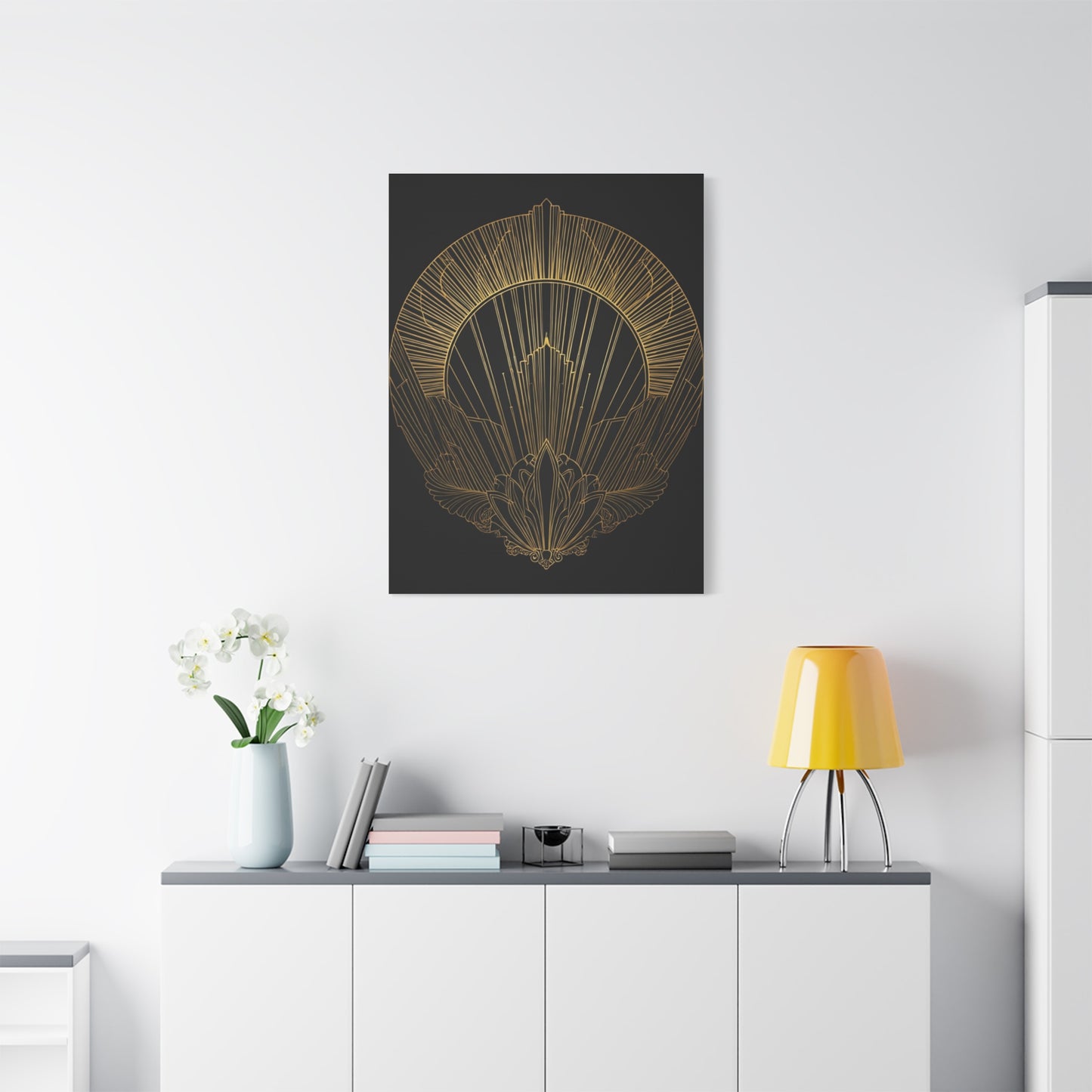 Deco Halo Emblem Black & Gold Wall Art & Canvas Prints