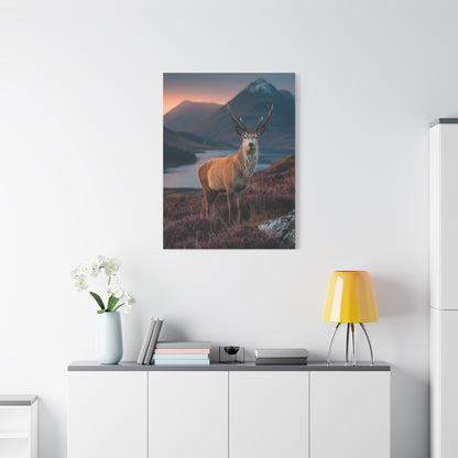 Scottish Highland Sunrise Stag Wall Art & Canvas Print