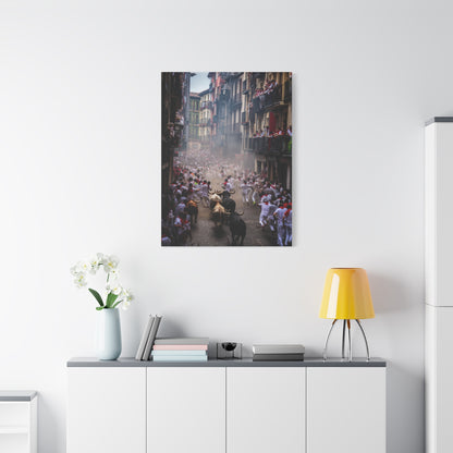 Pamplona Festival Bull Run Wall Art & Canvas Print