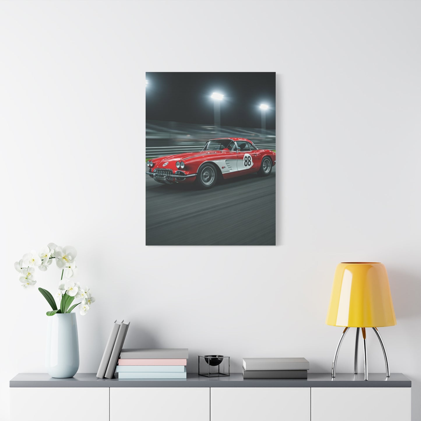1962 Chevrolet Corvette C1 Night Circuit Racer Wall Art & Canvas Prints