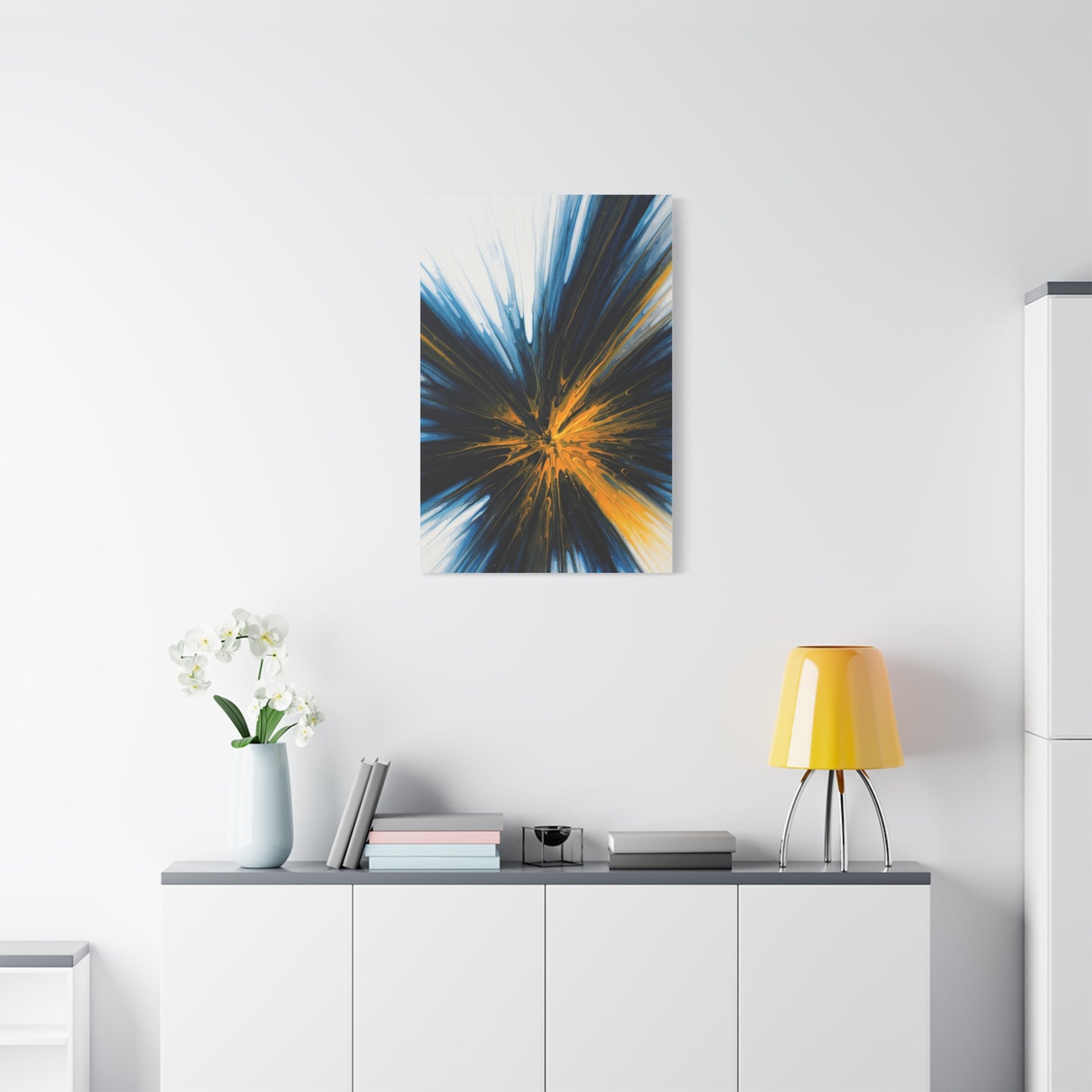 Blue and Gold Radiating Abstract Wall Art & Canvas Prints