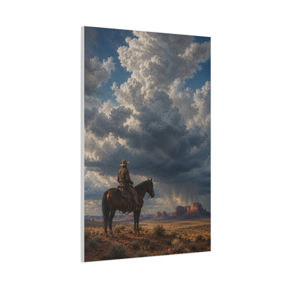 Cowboy Storm Horizon Monument Scene Wall Art & Canvas Print