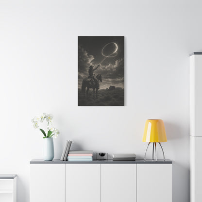 Cowgirl Moon Lasso Silhouette Scene Wall Art & Canvas Print