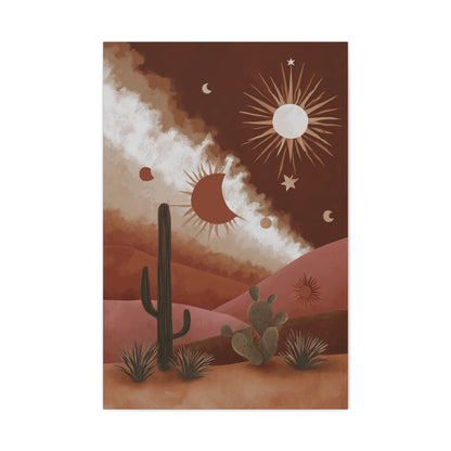 Boho Desert Sun and Moon Landscape Wall Art & Canvas Print