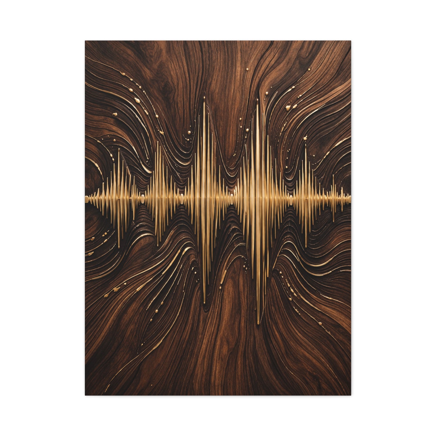 Golden Acoustic Wave Wood Composition Wall Art & Canvas Print