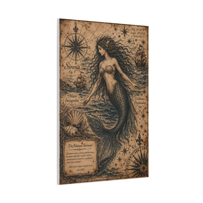 Antique Nautical Sirena Illustration Wall Art & Canvas Print
