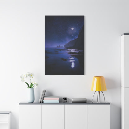 Moonlit Starry Coastline Wall Art & Canvas Print