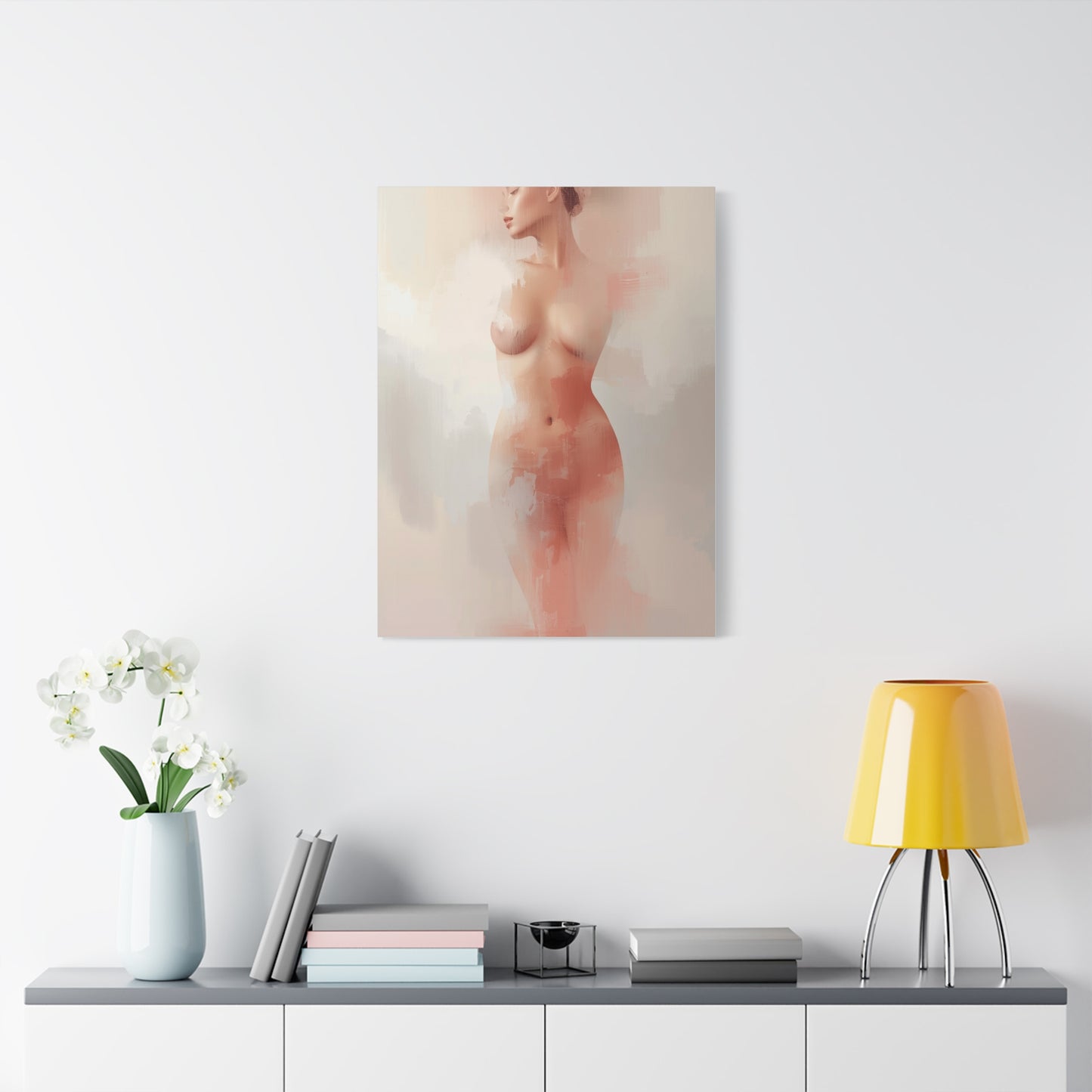 Blush Veil Figure Abstraction Wall Art & Canvas Print