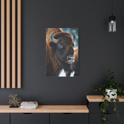 Three-Quarter Angle American Bison with Soft Natural Backdrop Wall Art & Canvas Print