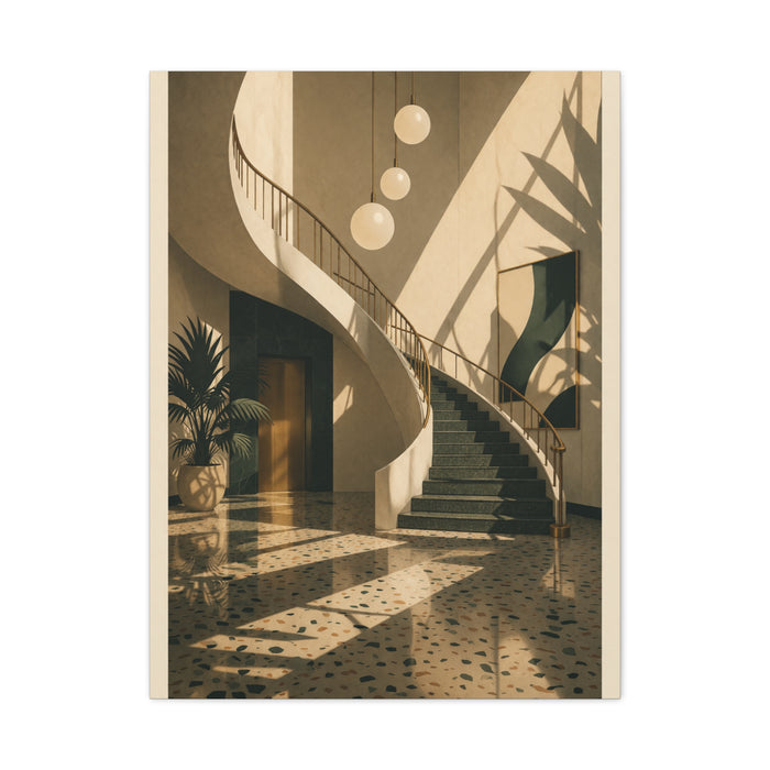 Sculptural Staircase Modernist Interior Wall Art & Canvas Print