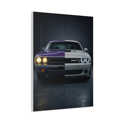 Dodge Challenger Heritage Split 1970 vs Modern SRT Wall Art & Canvas Prints