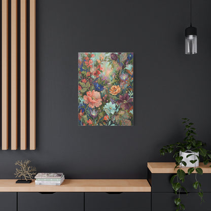 Enchanted Floral Garden & Fireflies Wall Art & Canvas Print