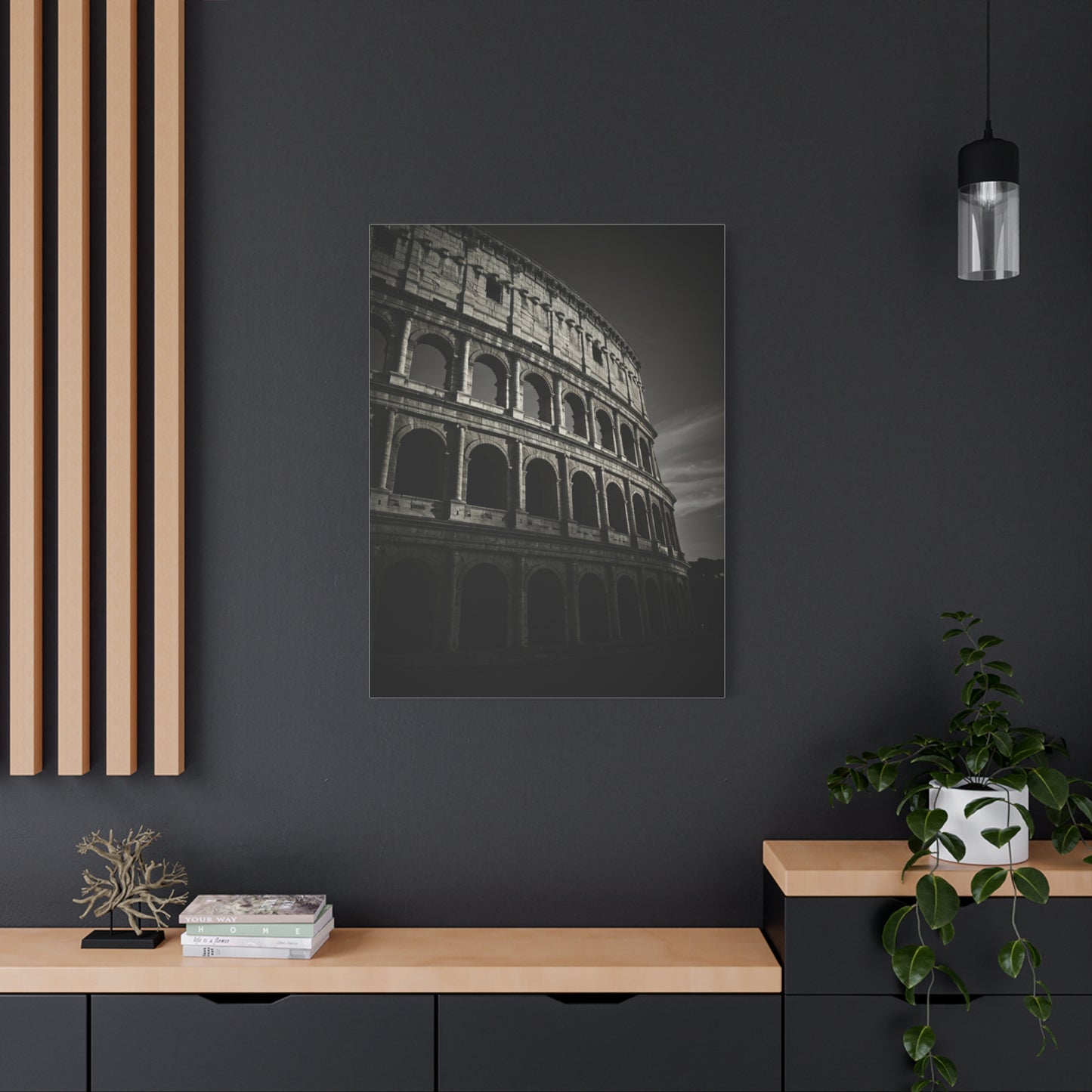 Roman Colosseum Architectural Black & White Wall Art & Canvas Print