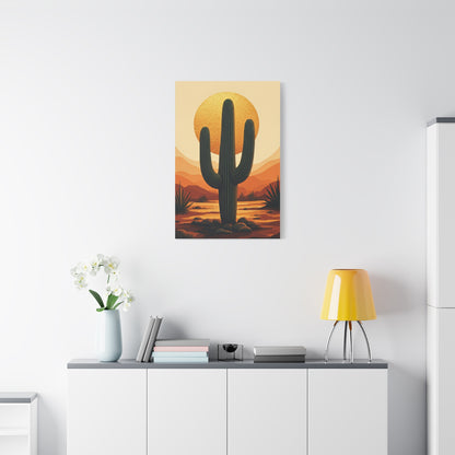 Golden Sun Desert Saguaro Illustration Wall Art & Canvas Prints