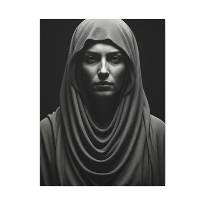 Veiled Serenity Black & White Portrait Wall Art & Canvas Prints