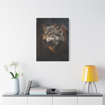 Mounted Wolf Head Lodge Trophy Scene Wall Art & Canvas Print