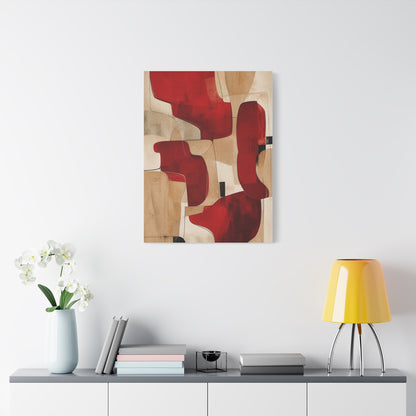 Modern Red and Beige Organic Abstract Wall Art & Canvas Print