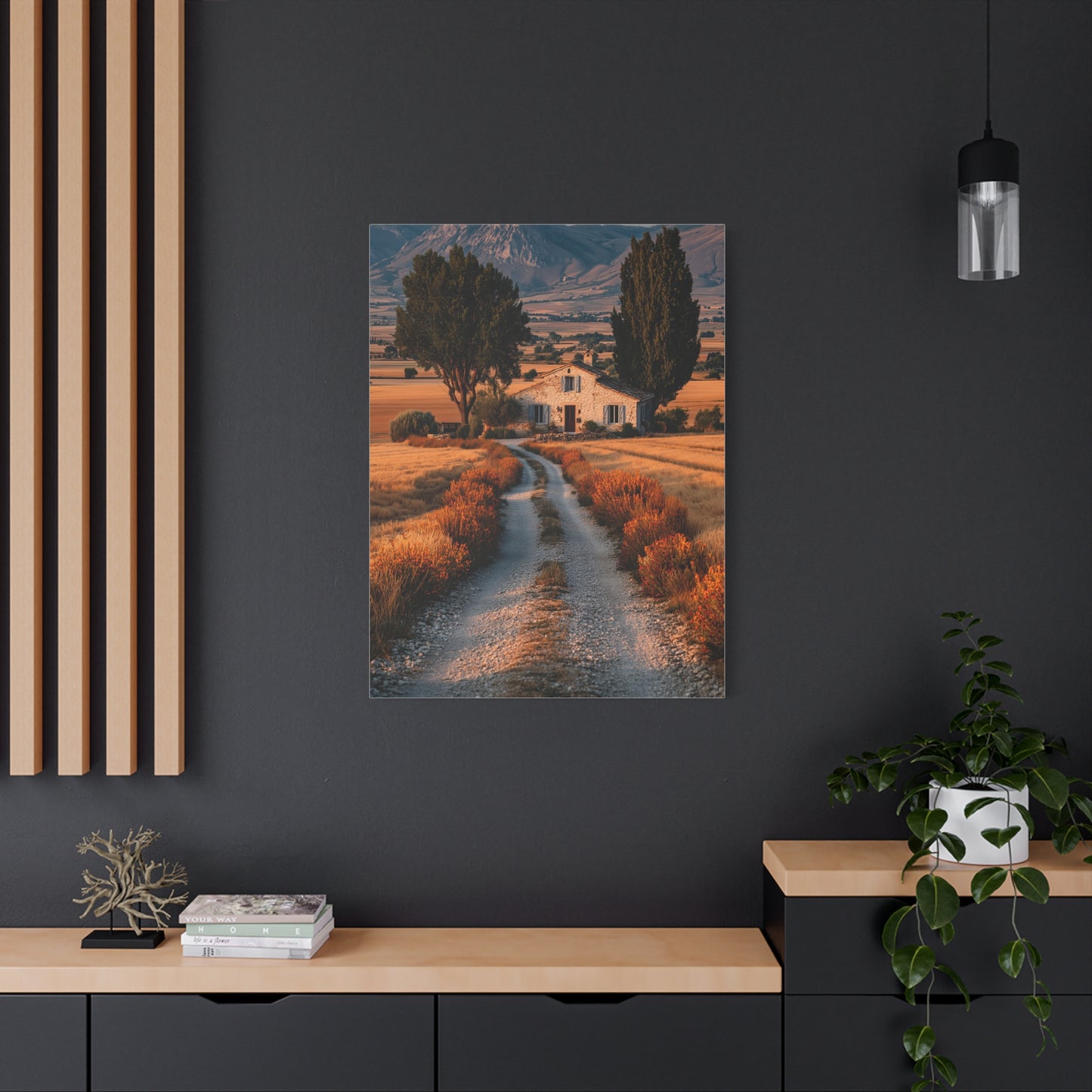 Farmhouse Gravel Lane Countryside Wall Art & Canvas Print