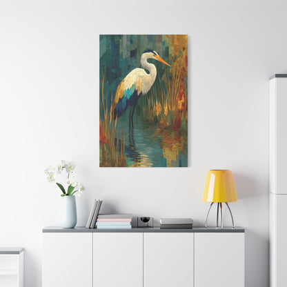 Marsh Heron Textured Composition Wall Art & Canvas Print