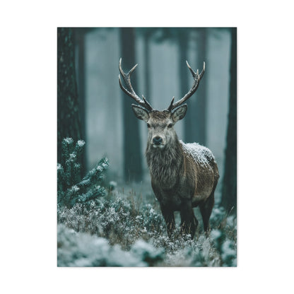 Winter Pine Stag Portrait Wall Art & Canvas Print
