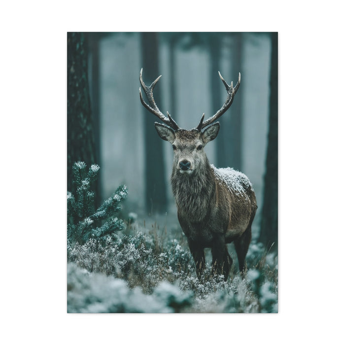 Winter Pine Stag Portrait Wall Art & Canvas Print