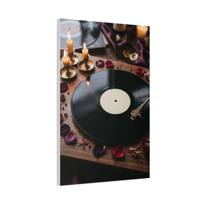 Candlelit Vinyl Love Night Scene Wall Art & Canvas Print