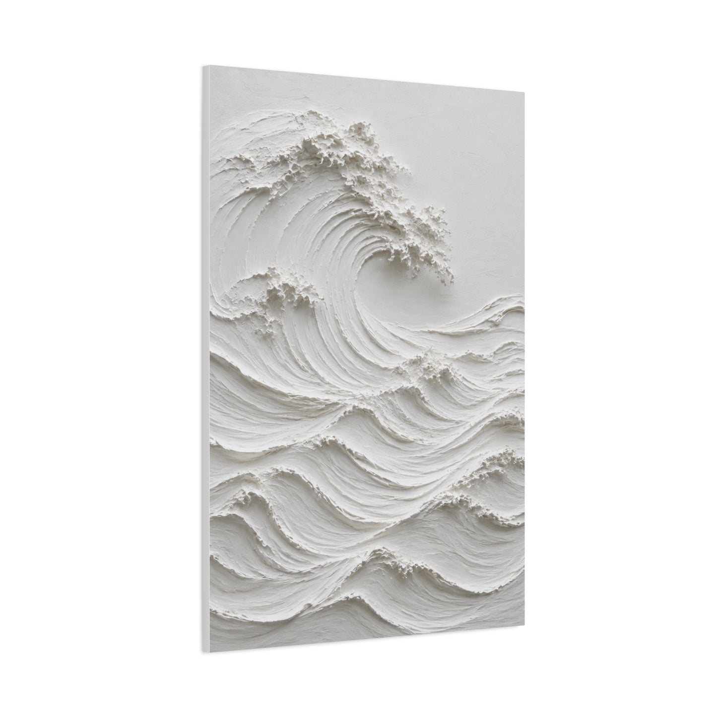 Minimal White Sculptural Wave Texture Wall Art & Canvas Print