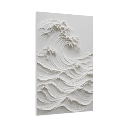 Minimal White Sculptural Wave Texture Wall Art & Canvas Print