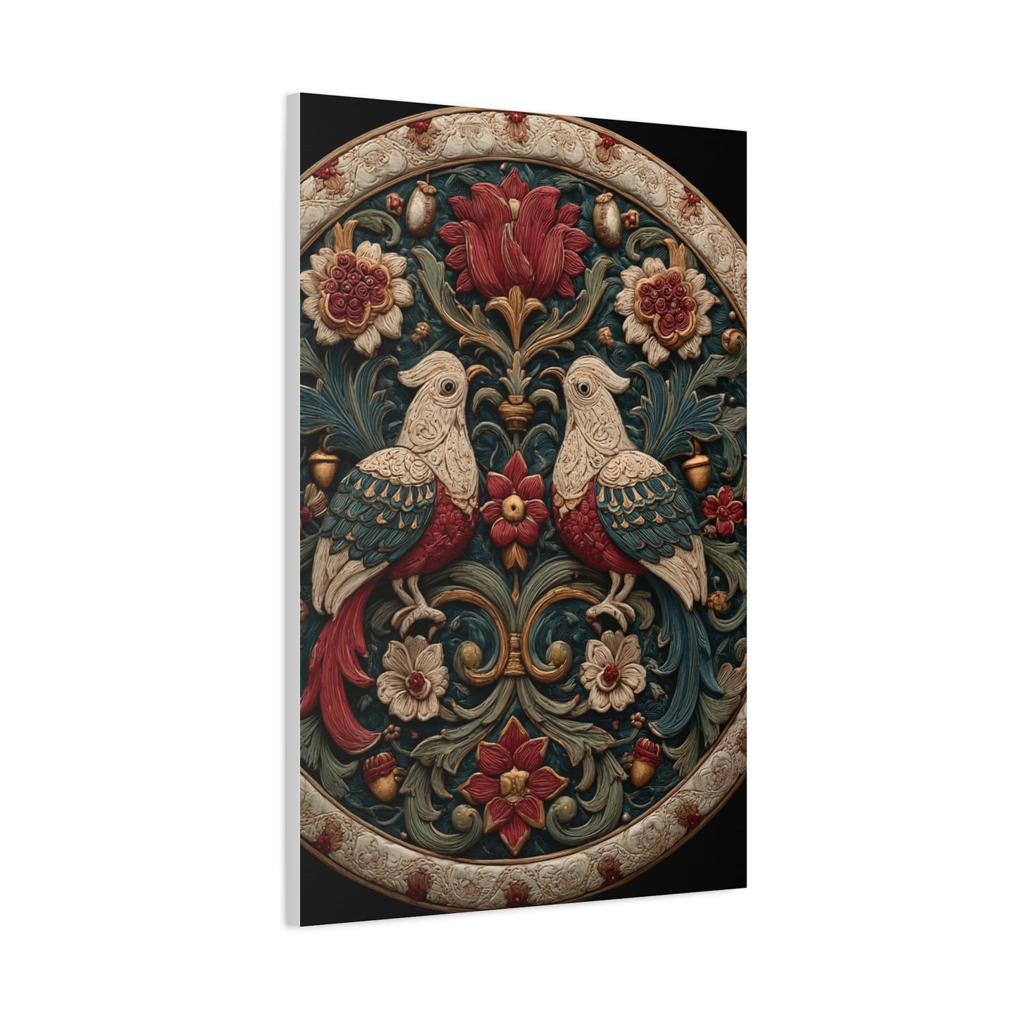 Ornamental Folk Bird Mandala Wall Art & Canvas Print