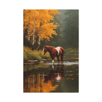 Painted Autumn Horse Landscape Wall Art & Canvas Print