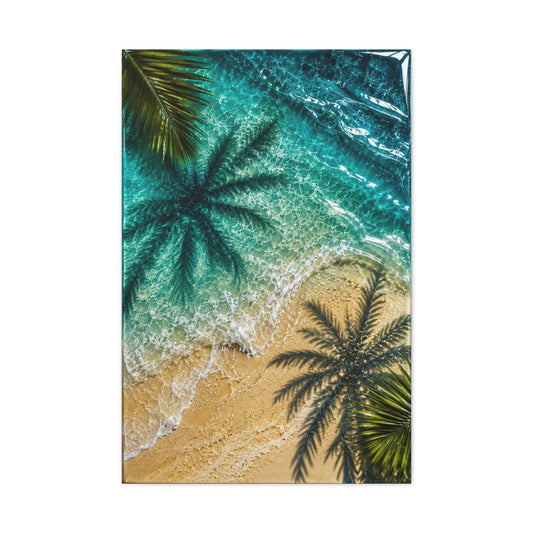 Aerial Coastal Palm Shadows Tropical Wall Art & Canvas Print