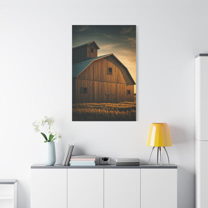Twin Barn Structures in Evening Light Wall Art & Canvas Prints
