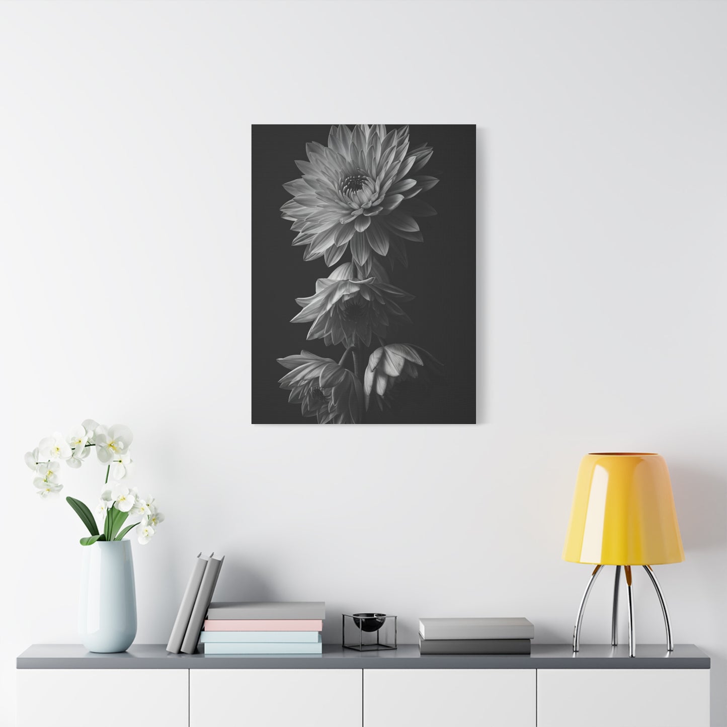 Vertical Dahlia Stem Composition Wall Art & Canvas Prints