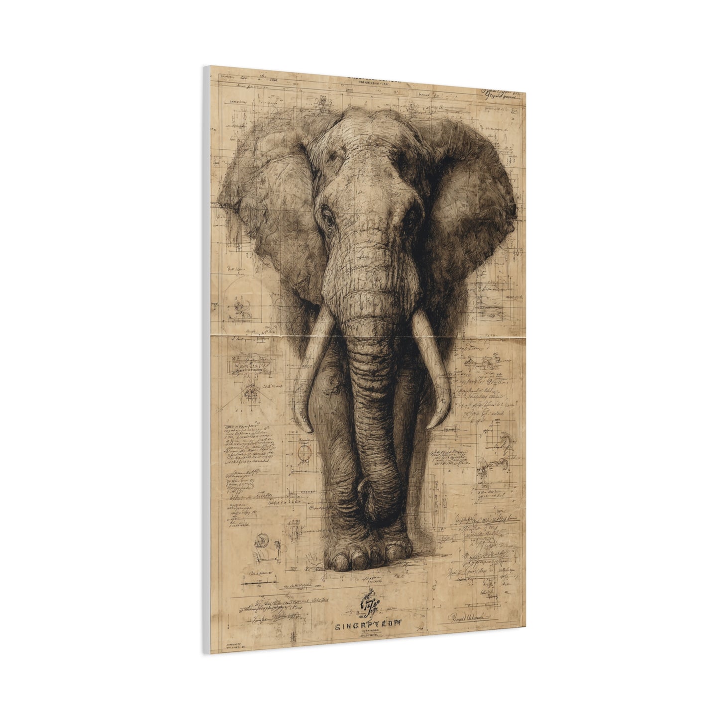 Vintage Elephant Natural History Study Wall Art & Canvas Print