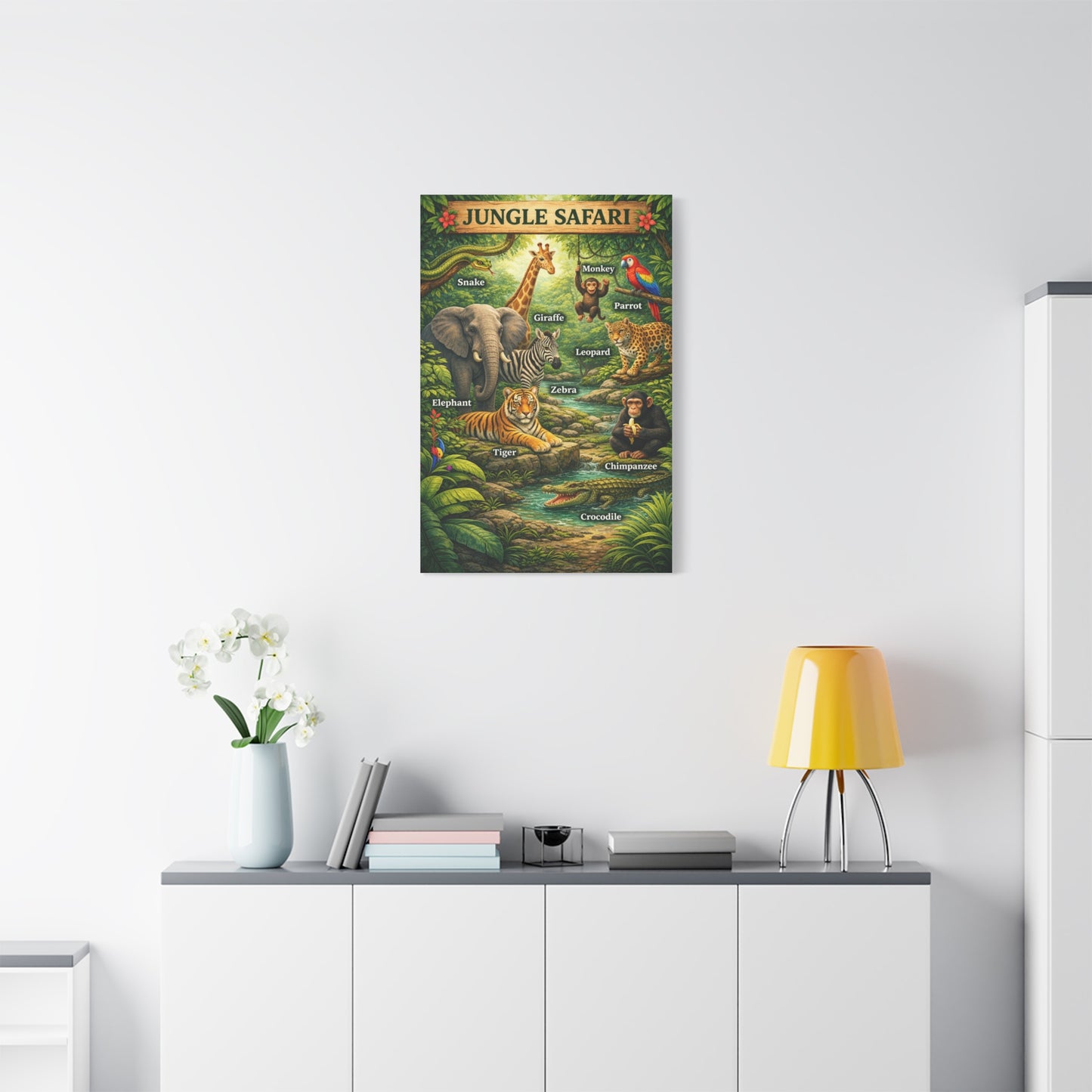 Jungle Safari Adventure Learning Poster Wall Art & Canvas Print