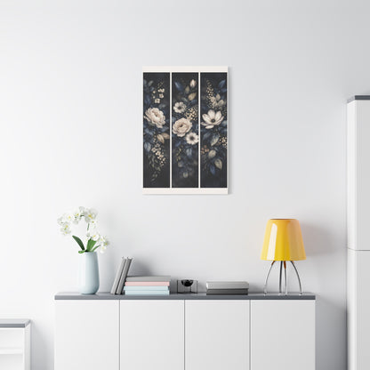 Navy Botanical Floral Triptych Wall Art & Canvas Print