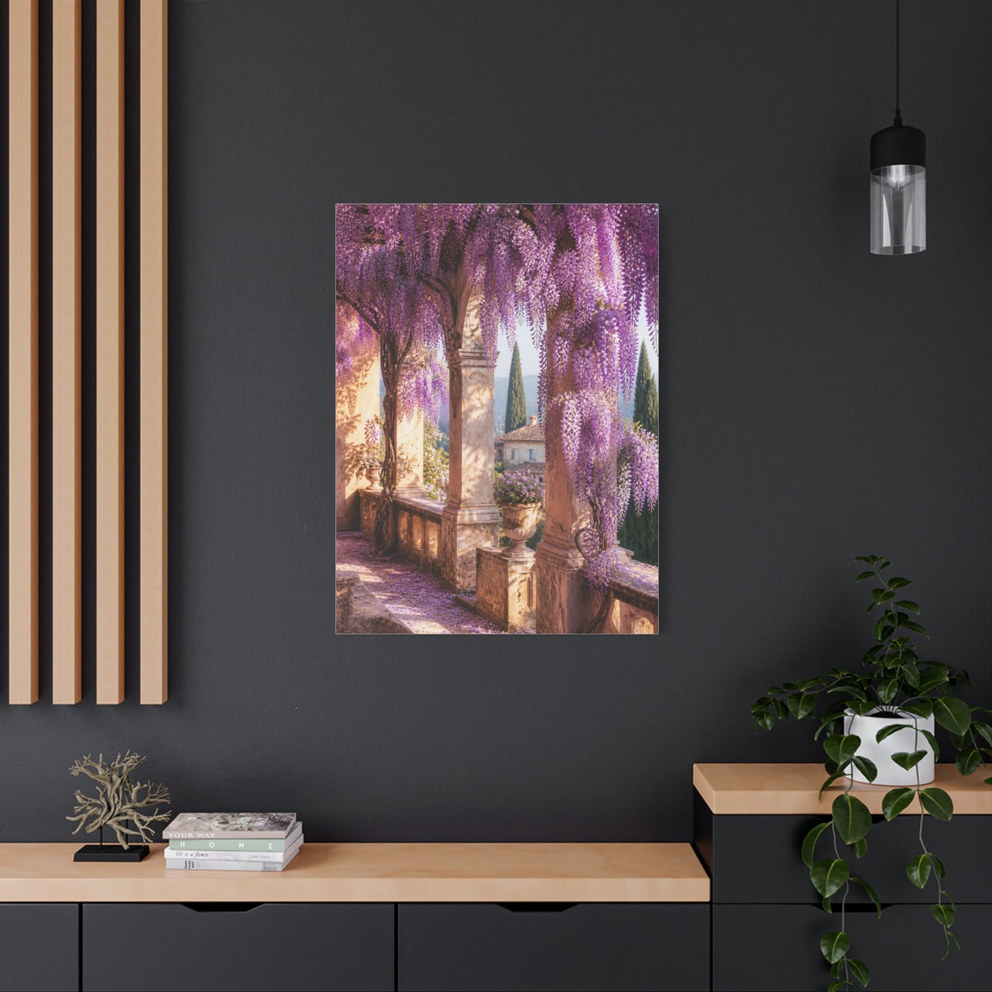 Cascading Wisteria Balcony Scene Wall Art & Canvas Print