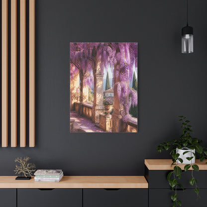Cascading Wisteria Balcony Scene Wall Art & Canvas Print