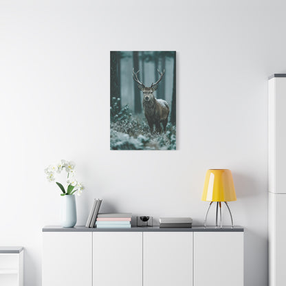 Winter Pine Stag Portrait Wall Art & Canvas Print