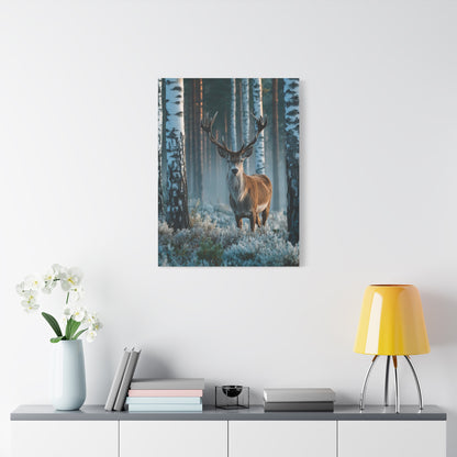 Nordic Birch Forest Stag Wall Art & Canvas Print