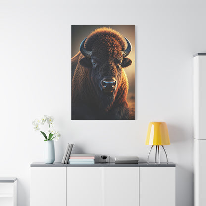 Golden Prairie Rim-Lit Bison Portrait Wall Art & Canvas Print