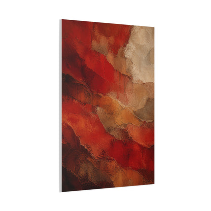 Earthy Layered Red Terrain Abstraction Wall Art & Canvas Print