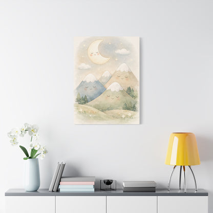 Moon & Sleepy Mountains Nursery Wall Art & Canvas Print