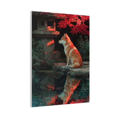 Shiba Inu Kyoto Garden Reflection Wall Art & Canvas Print