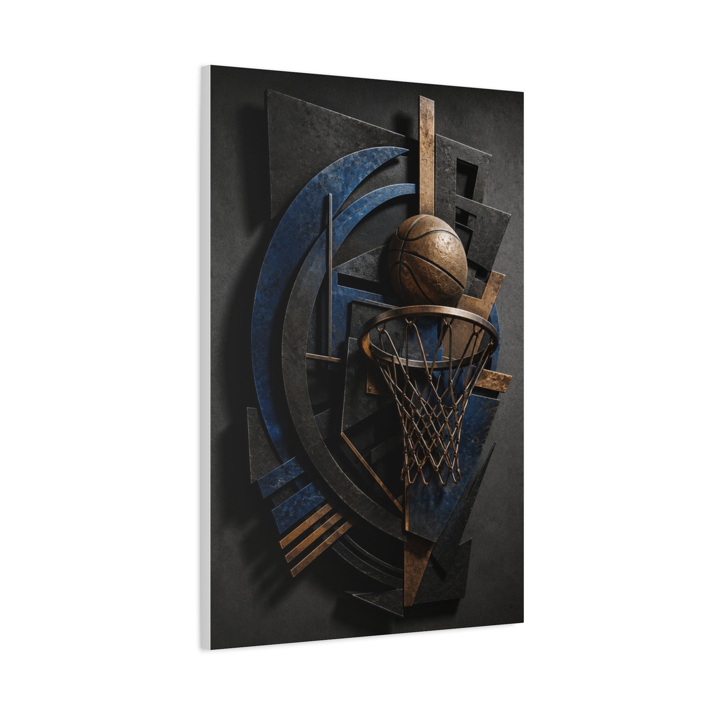 Layered Metal Basketball Sculpture Sports Wall Art & Canvas Print