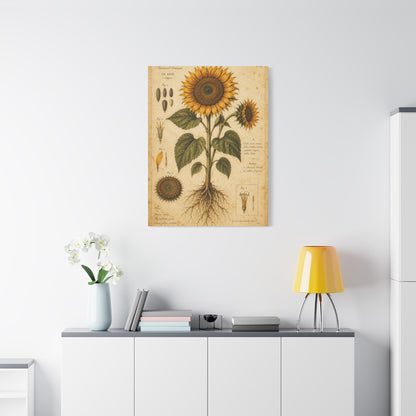 Vintage Botanical Sunflower Study Wall Art & Canvas Print