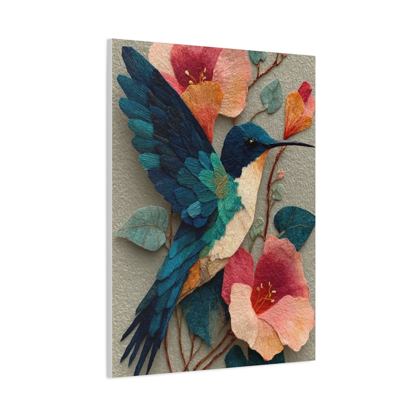 Hummingbird Botanical Collage Wall Art & Canvas Print
