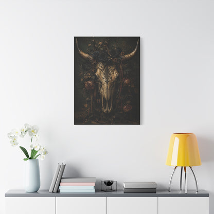 Dark Floral Longhorn Skull Statement Wall Art & Canvas Print